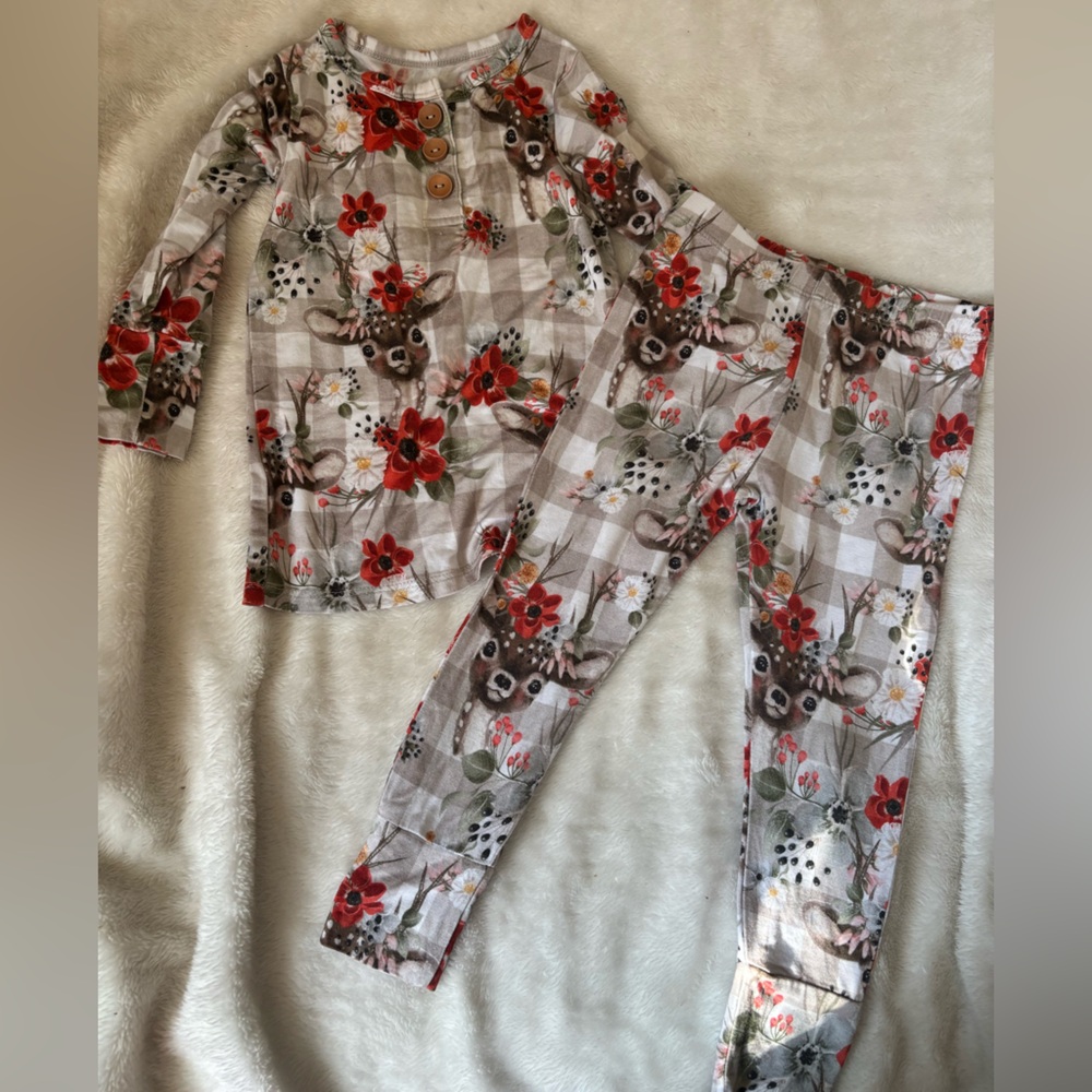 Posh Peanut Floral and Animal Print Buttoned Pajamas 18-24